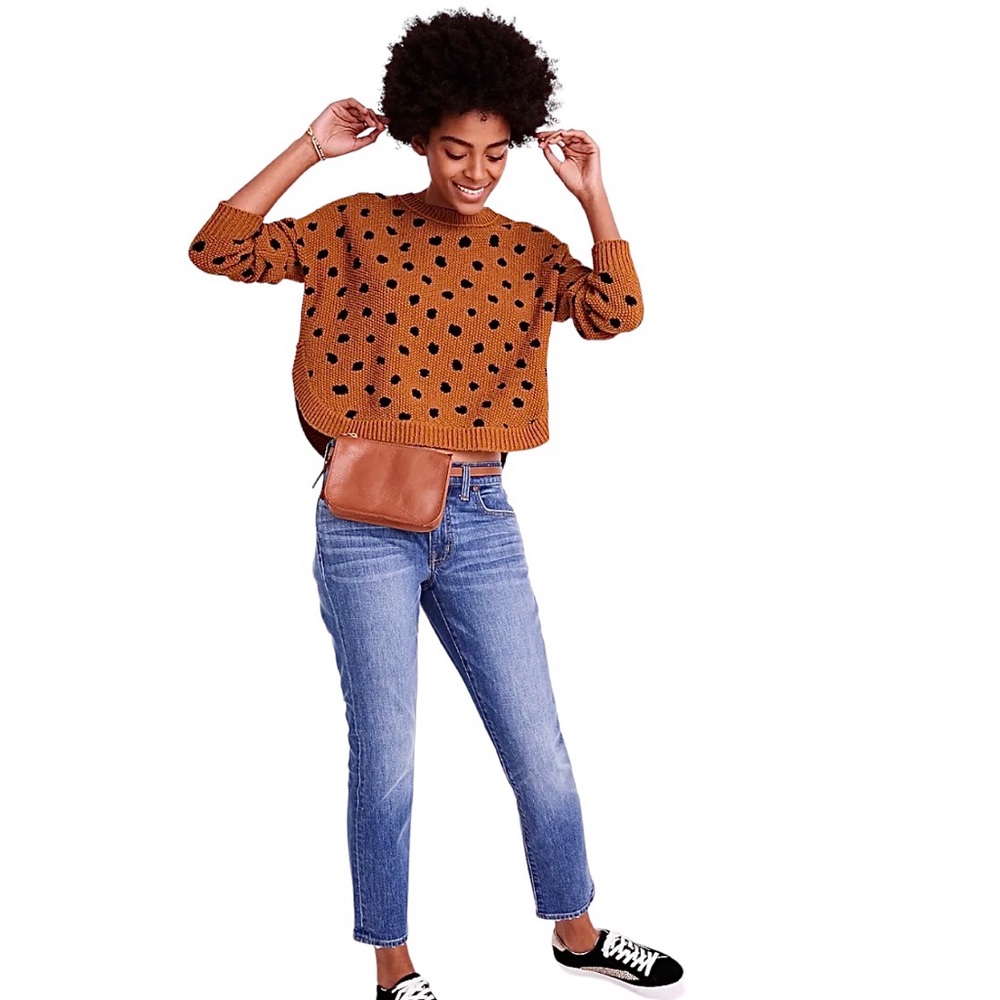 Polka Dots Pullover Crewneck Sweater Size M